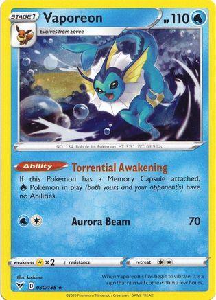 Vaporeon (030/185) (Cosmos Holo) [Sword & Shield: Vivid Voltage] - for just $1.55! 