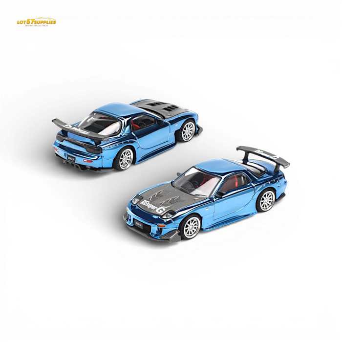 Pop Race Mazda RX-7 Re-Amemiya Blue Chrome 1:64 - for just $23.99! 