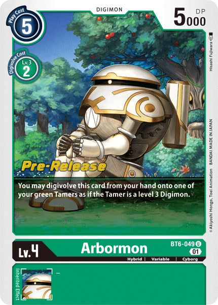 Arbormon [BT6-049] [Double Diamond Pre-Release Cards] - Just $0.85! Shop now at Retro Gaming of Denver