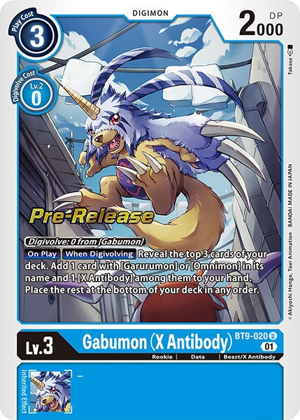 Gabumon (X Antibody) [BT9-020] [X Record Pre-Release Promos] - Just $0.70! Shop now at Retro Gaming of Denver