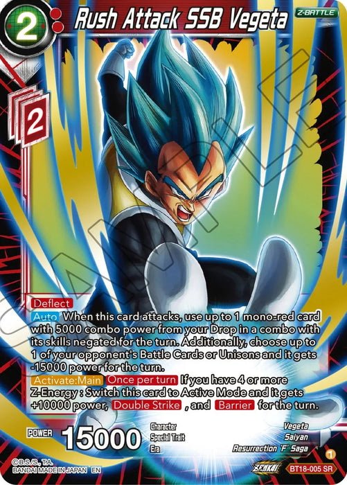 Rush Attack SSB Vegeta (BT18-005) [Dawn of the Z-Legends] - for just $0.30! 