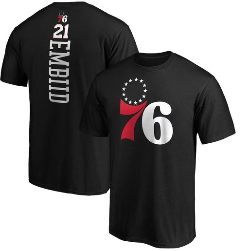 Joel Embiid Philadelphia 76ers Black Playmaker Name & Number T-Shirt - Premium T-Shirts - Basketball - Just $44.99! Shop now at Retro Gaming of Denver