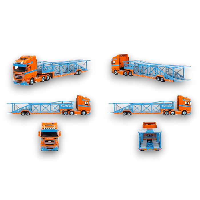 Flame Scania Car Carrier Blue & Orange 1:64 - for just $129.99! 