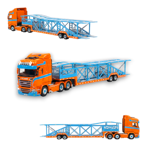 Flame Scania Car Carrier Blue & Orange 1:64 - for just $129.99! 