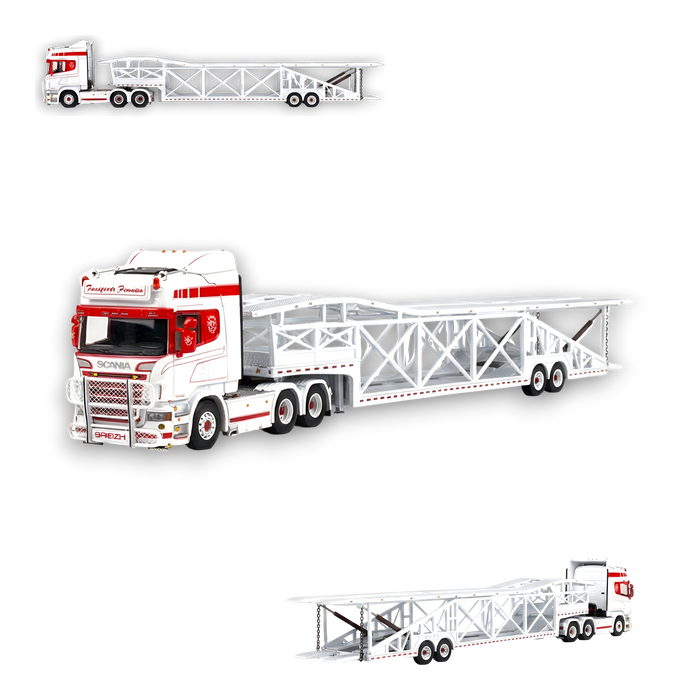 Flame Scania Car Carrier Transport Truck Red White 1:64 - Limited to 299 Pcs - for just $129.99! 