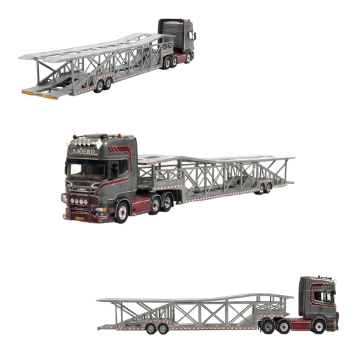 Flame Scania Car Carrier Transport Truck Grey Red 1:64 - Limited to 299 Pcs - for just $129.99! 