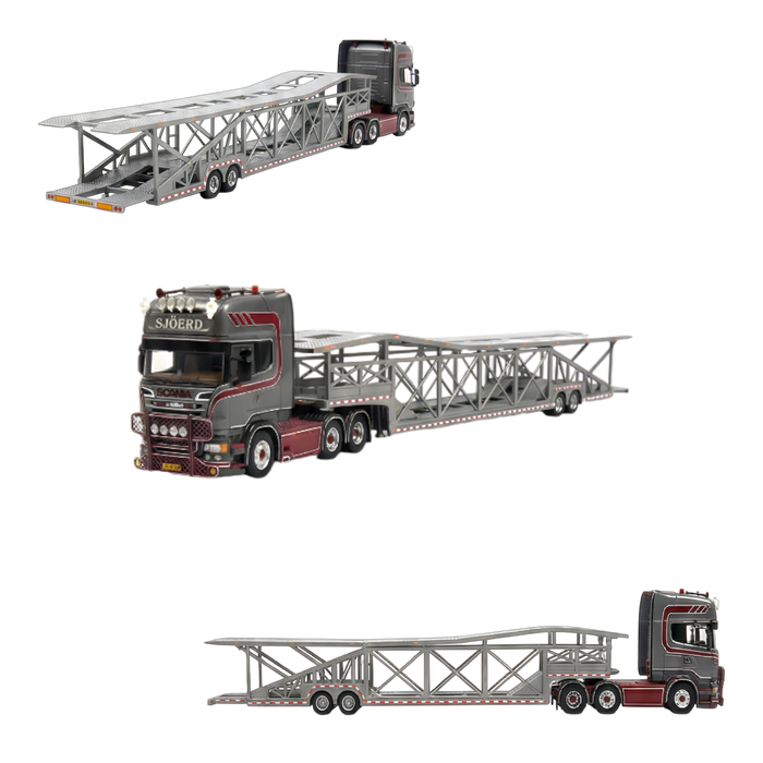 Flame Scania Car Carrier Transport Truck Grey Red 1:64 - Limited to 299 Pcs - for just $129.99! 
