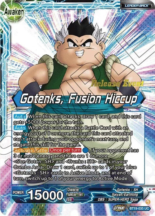 Son Goten & Trunks // Gotenks, Fusion Hiccup (Fighter's Ambition Holiday Pack) (BT19-035) [Tournament Promotion Cards] - for just $0.20! 