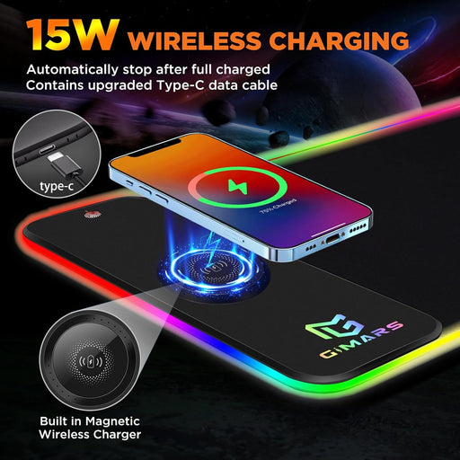 RGB Gaming Mouse Pad with 15W Qi Wireless Charging and Raised Charging Platform - for just $57.43! 