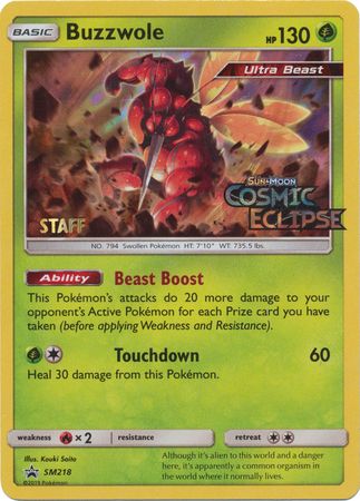 Buzzwole (SM218) (Staff Prerelease Promo) [Sun & Moon: Black Star Promos] - Just $6.15! Shop now at Retro Gaming of Denver