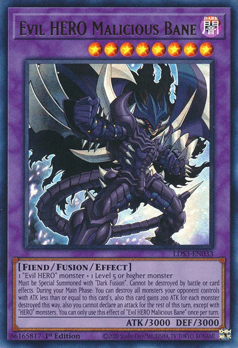 Evil HERO Malicious Bane [LDS3-EN033] Ultra Rare - for just $1.30! 