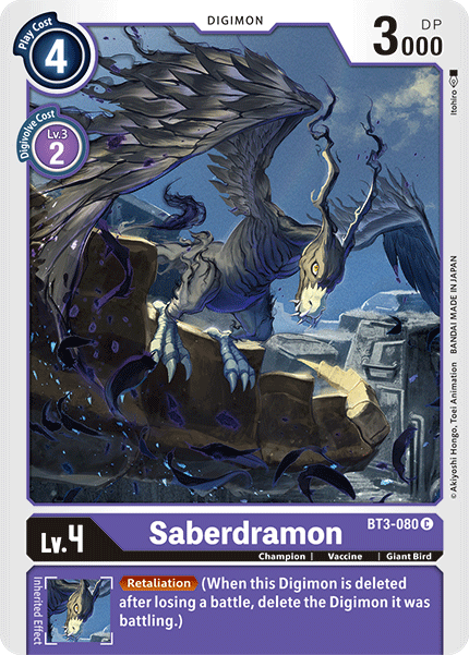 Saberdramon [BT3-080] [Release Special Booster Ver.1.5] - Just $0.09! Shop now at Retro Gaming of Denver