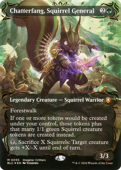 Chatterfang, Squirrel General (BLC-095) - Bloomburrow Commander (Borderless) Foil - for just $214.59! 