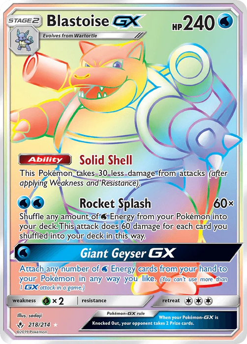 Blastoise GX (218/214) [Sun & Moon: Unbroken Bonds] - for just $39.60! 