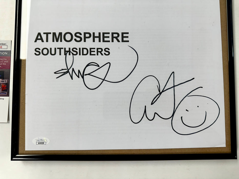 Atmosphere (Slug & Ant) Signed & Framed Southsiders Vinyl Insert With JSA COA - for just $250! 