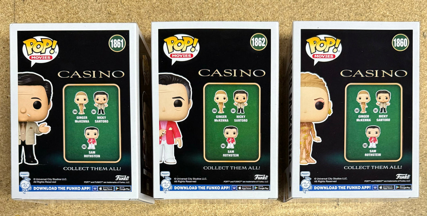 Funko Pop! Movies Nicky Santoro, Sam Rothstein & Ginger McKenna Casino Set Of 3 - for just $35! 