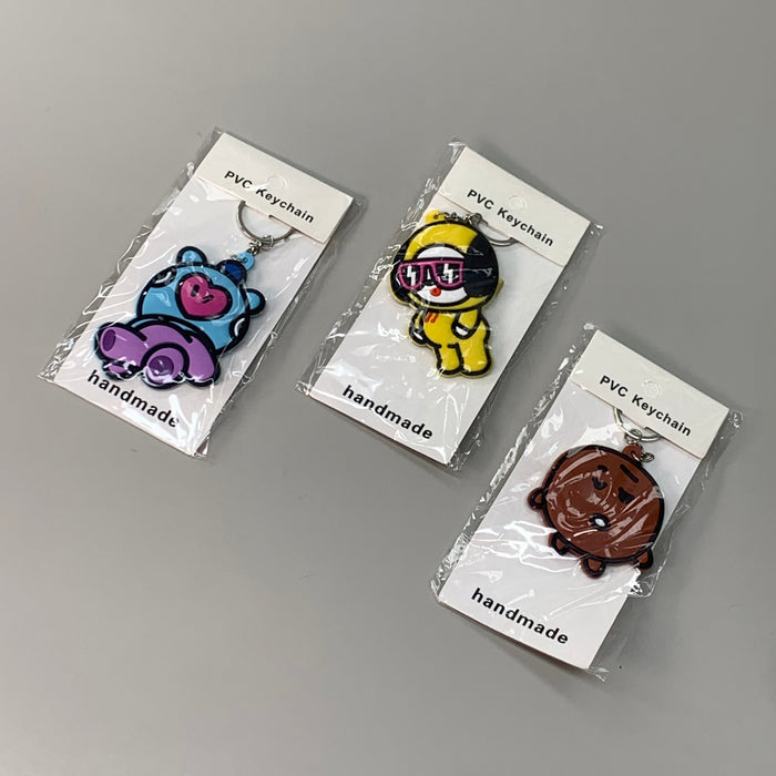 BTS 3-PACK! Kpop Korean Little Figure Tag Keychains of Characters Mang, Shooky & Chimmy (New) - for just $4! 