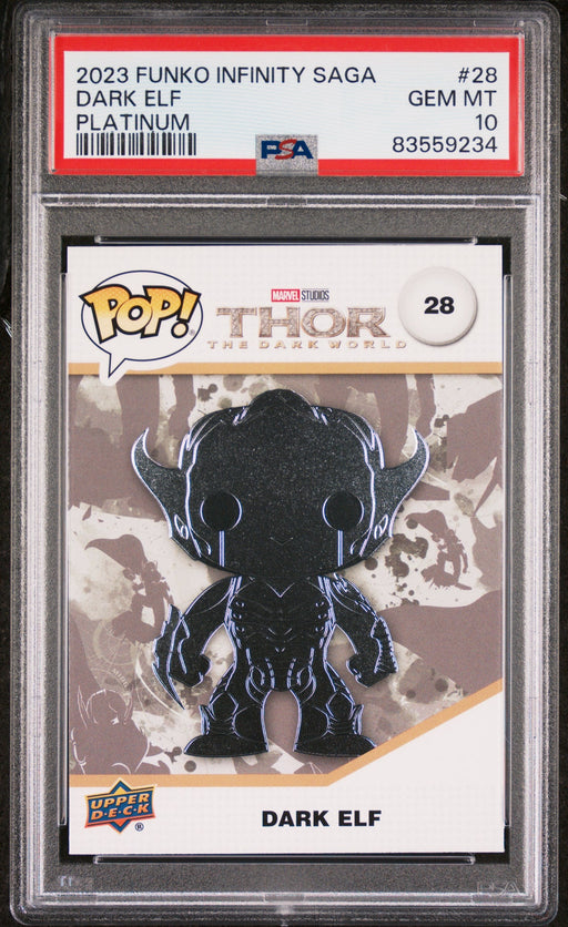 2023 UPPER DECK FUNKO POP MARVEL  DARK ELF PLATINUM #28  PSA 10 - for just $54! 