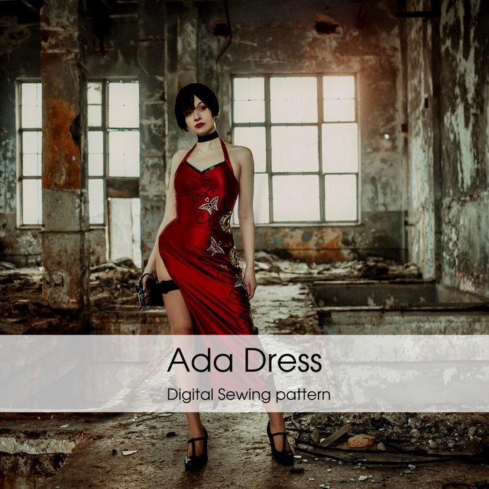 High-Quality Ada Wong Red Dress Cosplay Costume Digital Sewing Pattern