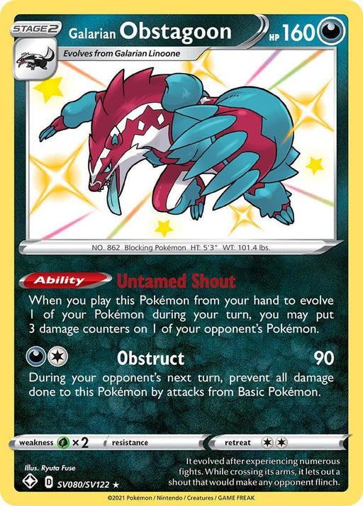 Galarian Obstagoon (SV080/SV122) [Sword & Shield: Shining Fates] - for just $1.20! 