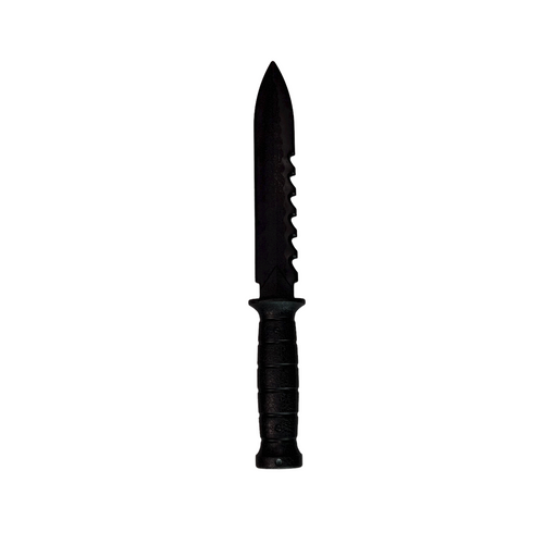 Serrated Spine Poly Training Knife with 8.5 Inch Drop Point Blade and Leather Wrapped Textured Handle Prop - for just $28! 