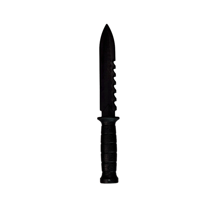 Serrated Spine Poly Training Knife with 8.5 Inch Drop Point Blade and Leather Wrapped Textured Handle Prop - for just $28! 