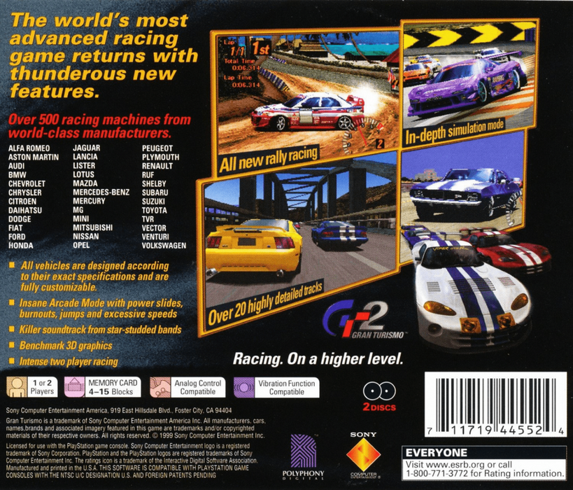 Gran Turismo 2 – PlayStation 1 (PS1) - for just $9.99! 