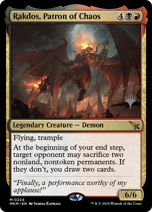 Rakdos, Patron of Chaos (PPMKM-224) - Murders at Karlov Manor Promos - for just $1.44! 