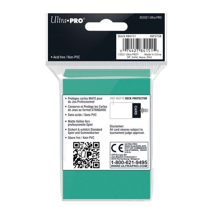 Ultra PRO: Standard 50ct Sleeves - PRO-Matte (Aqua) - Just $0! Shop now at Retro Gaming of Denver