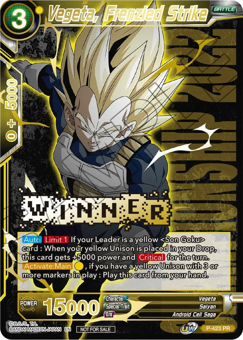 Vegeta, Frenzied Strike (Championship Pack 2022 Vol.2) (Winner Gold Stamped) (P-423) [Promotion Cards] - for just $12! 