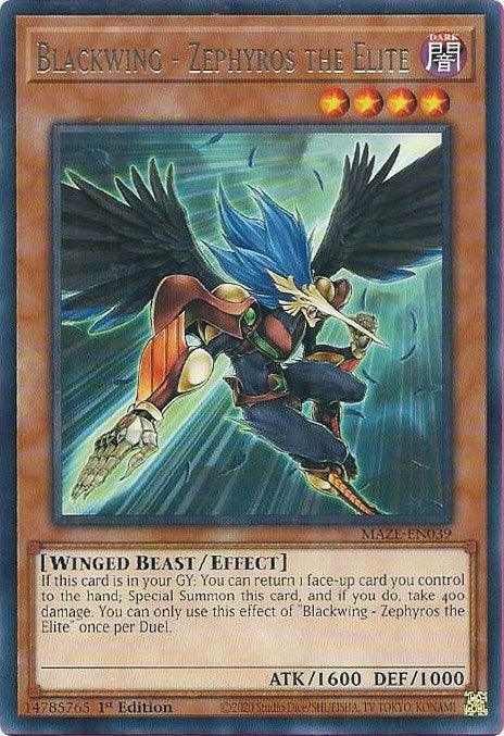 Blackwing - Zephyros the Elite [MAZE-EN039] Rare - for just $0.10! 