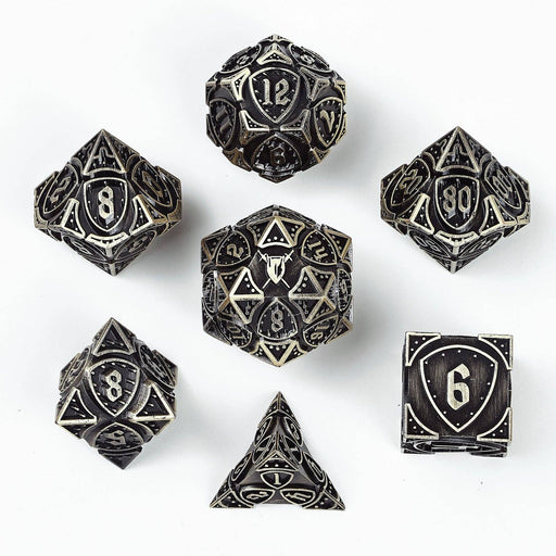 Solid Metal Fighter Class RPG Dice Set - Ancient Bronze - for just $39.99! 