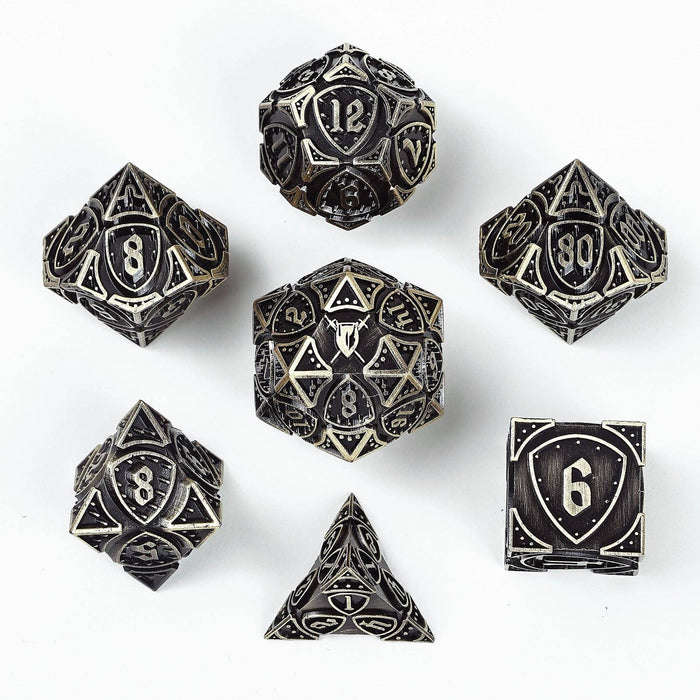 Solid Metal Fighter Class RPG Dice Set - Ancient Bronze - for just $39.99! 