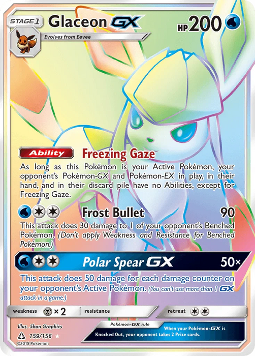 Glaceon GX (159/156) [Sun & Moon: Ultra Prism] - for just $30.85! 