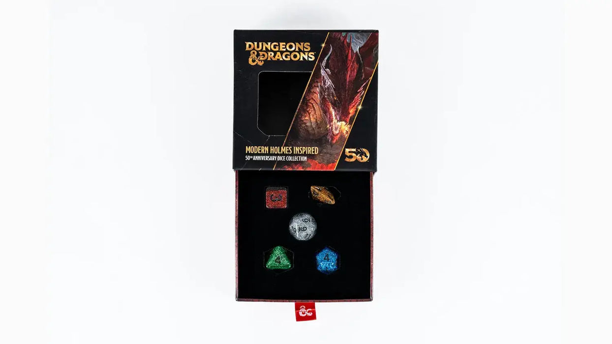 D&D 50th Anniversary Modern Holmes Inspired Dice Set - for just $24.99! 