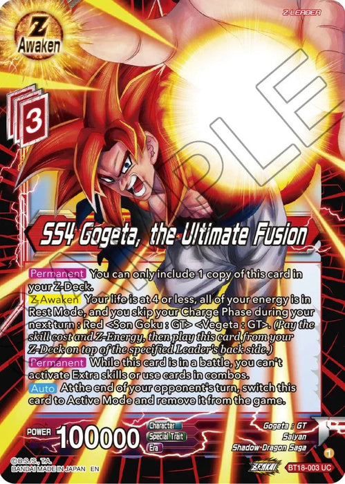 SS4 Gogeta, the Ultimate Fusion (BT18-003) [Dawn of the Z-Legends] - for just $0.10! 
