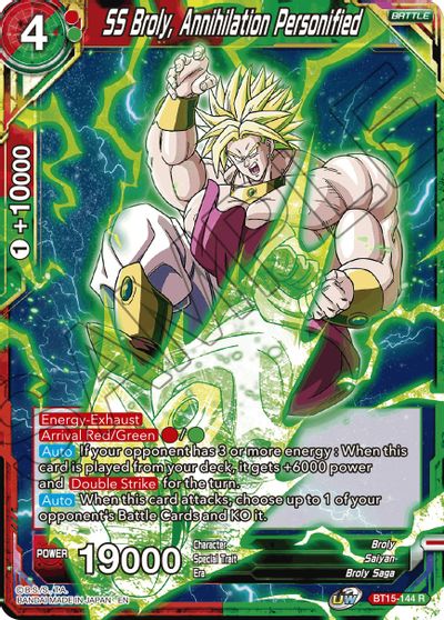 SS Broly, Annihilation Personified (BT15-144) [Saiyan Showdown] - for just $0.10! 
