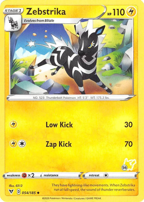 Zebstrika (054/185) (Pikachu Stamp #56) [Battle Academy 2022] - for just $0.10! 