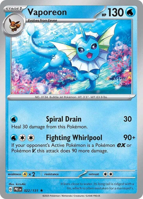 Vaporeon (022/131) [Scarlet & Violet: Prismatic Evolutions] - for just $0.15! 