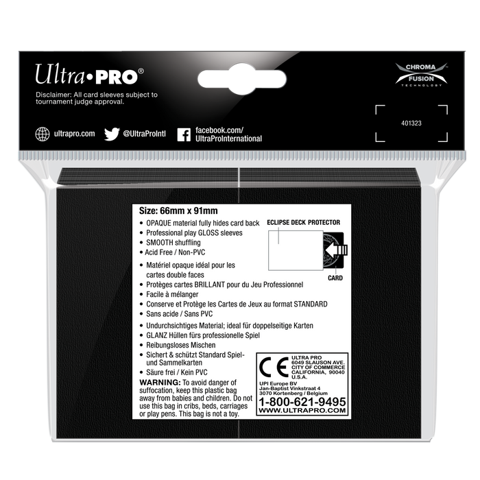 Ultra PRO: Standard 100ct Sleeves - Eclipse Gloss (Jet Black) - Just $0! Shop now at Retro Gaming of Denver