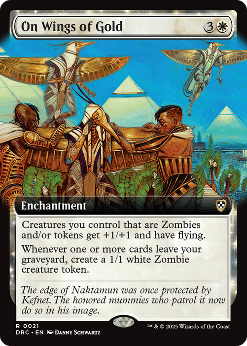 On Wings of Gold (DRC-021) - Commander: Aetherdrift: (enchantment, Extended Art) - for just $0.36! 