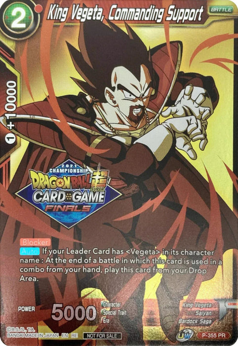 King Vegeta, Commanding Support (Championship Pack 2021 Vault Set) (P-355) [Tournament Promotion Cards] - for just $0.30! 