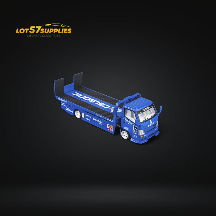 MicroTurbo HINO 300 Custom Truck Flatbed  Blue Calsonic Livery 1:64 - for just $49.99! 