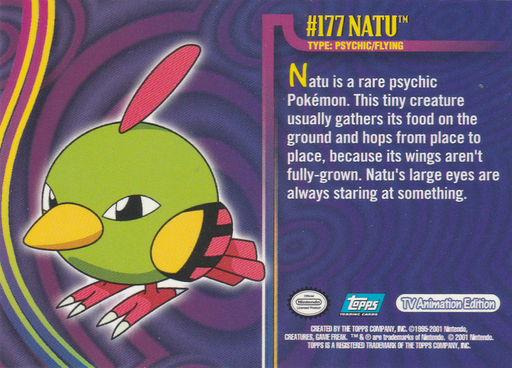 Natu (177) [Topps Pokemon Johto Series 1] - for just $0.75! 