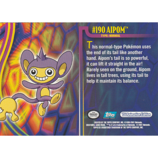 Aipom (190) [Topps Pokemon Johto Series 1] - Just $0.75! Shop now at Retro Gaming of Denver