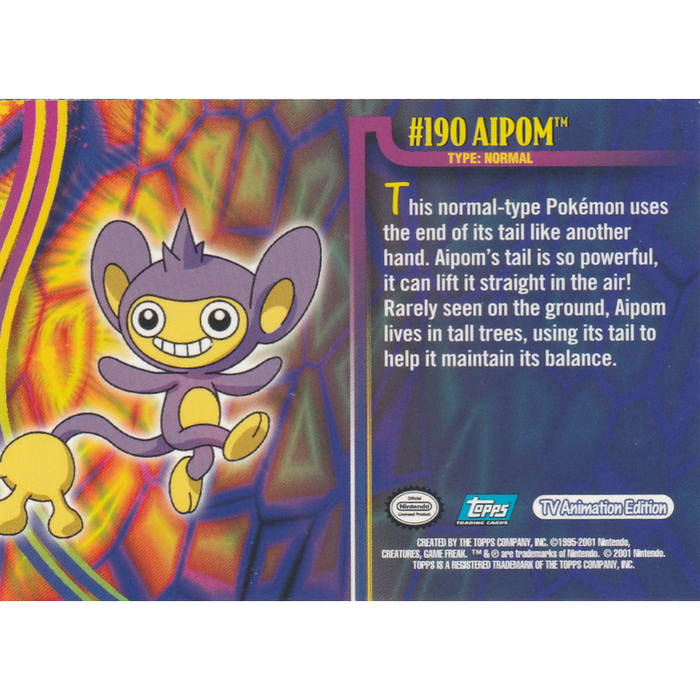 Aipom (190) [Topps Pokemon Johto Series 1] - Just $0.75! Shop now at Retro Gaming of Denver