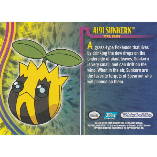 Sunkern Foil (191) [Topps Pokemon Johto Series 1] - Just $0.75! Shop now at Retro Gaming of Denver