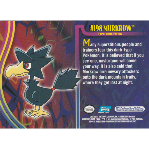 Murkrow (198) [Topps Pokemon Johto Series 1] - Just $0.75! Shop now at Retro Gaming of Denver