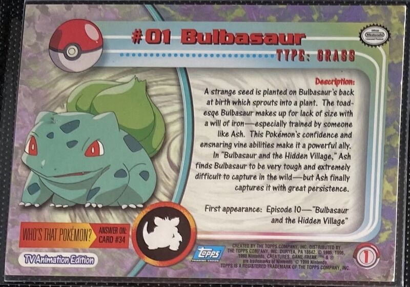 Bulbasaur (01) [Topps TV Animation Edition Series 1 (Fourth Print)] - for just $2! 