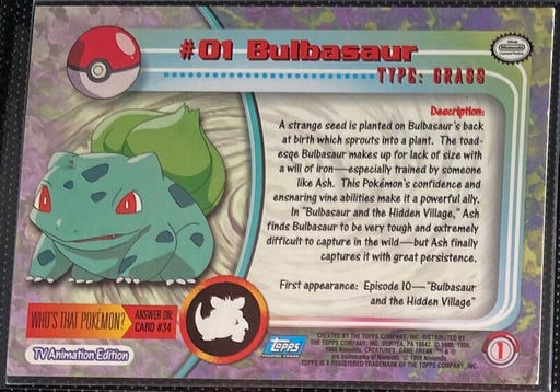 Bulbasaur (01) [Topps TV Animation Edition Series 1 (Blue Logo) - for just $2! 